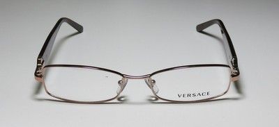 NEW VERSACE 1139 52 16 135 GOLD/BROWN HORN EYEGLASS/GLASSES/FRAME 