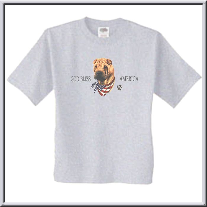 God Bless America Shar Pei US Flag Shirt S 2X,3X,4X,5X  