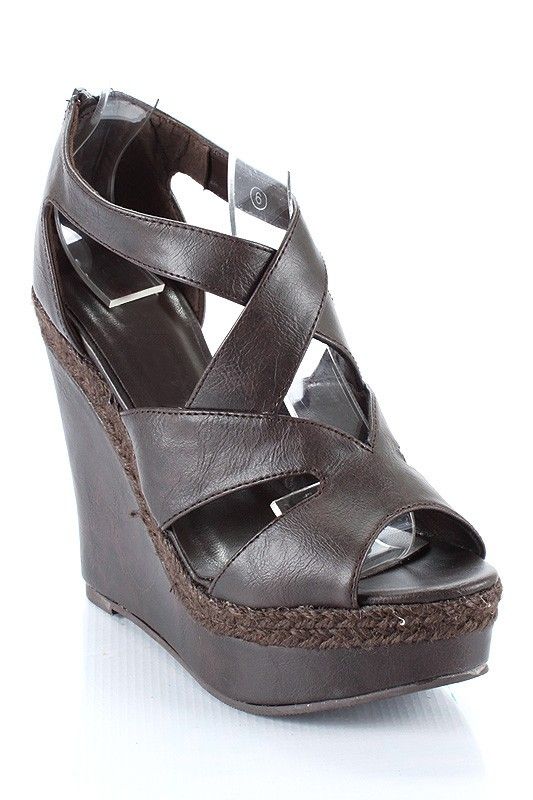 Styluxe Espadrille Peep Toe Wedge Brown Erika08  