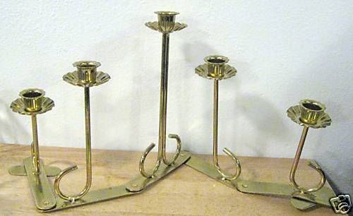 HOME INTERIORS CENTER PIECE BRASS CANDLEABRA  