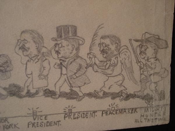   ROOSEVELT CARTOON ~ ROUGH RIDER ~ GOV NY ~ PRESIDENT ~ POLICE ~  