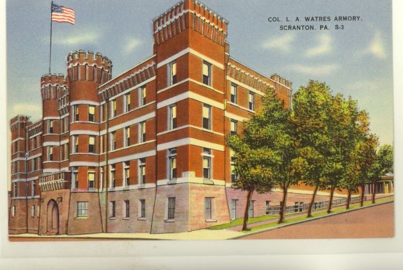 SCRANTON PA COL L WATERS ARMORY Postcard PENNSYLVANIA  