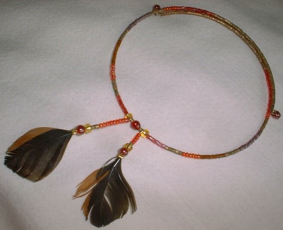 NEW Beautiful Cute Feather Boho Chic Beads Choker Necklace Tribal 