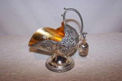 Antique Silver Decorated Sugar Container w/Scooper  