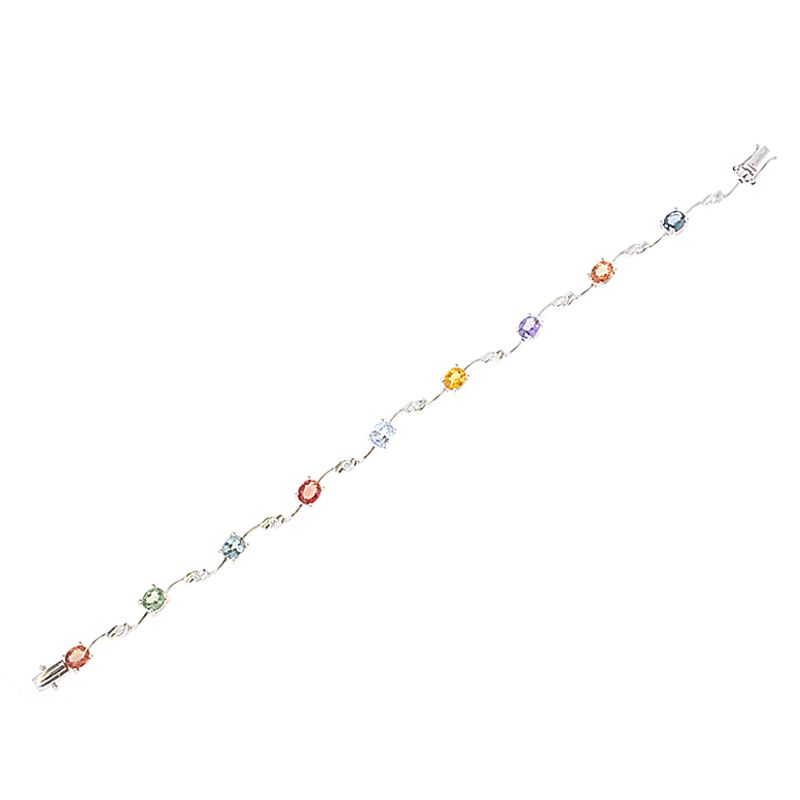 18KT WHITE GOLD   4.62CTW MULTI SAPPHIRE DIAM BRACELET  