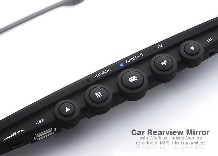 Car Rearview Mirror with Wireless Parking Camera (Bluetooth, , FM 