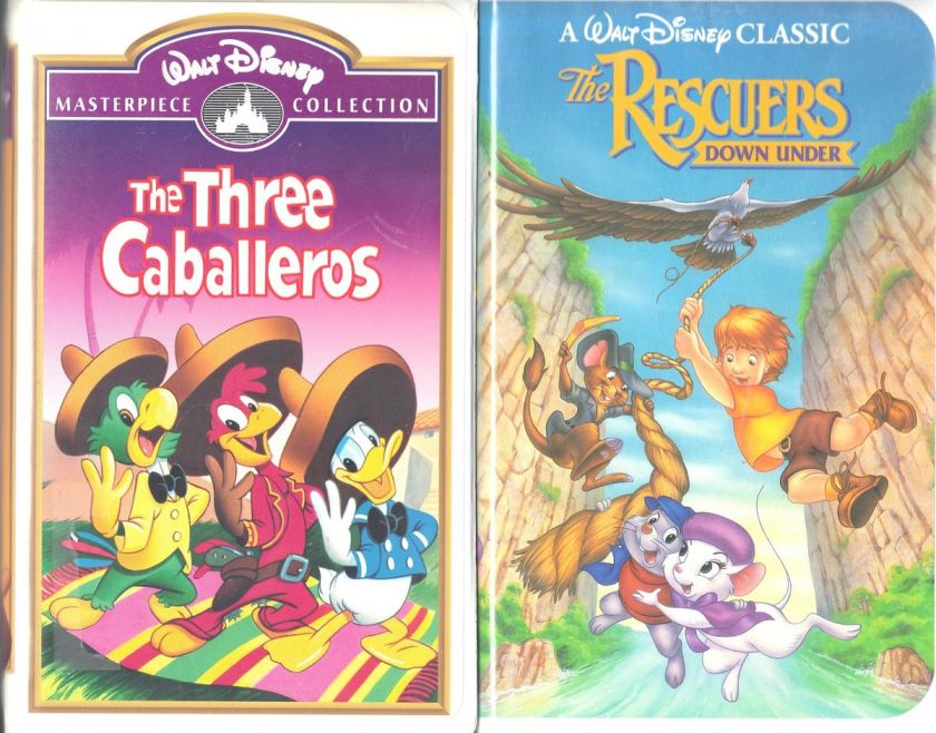 The Three Caballeros & The Rescuers Down Under   2 VHS 012257091038 