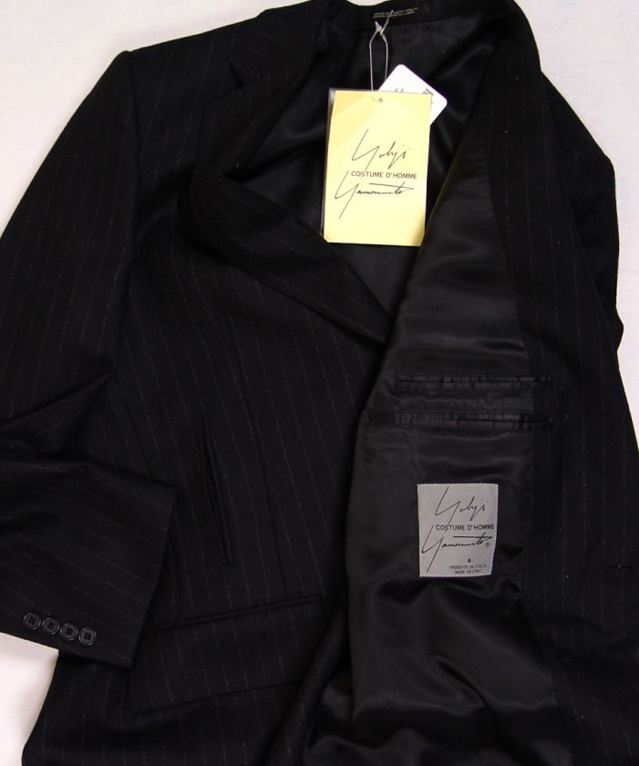 YOHJI YAMAMOTO SUIT $2890 NAVY PINSTRIPE 2 BTN WOOL COUTURE SUIT 42L 