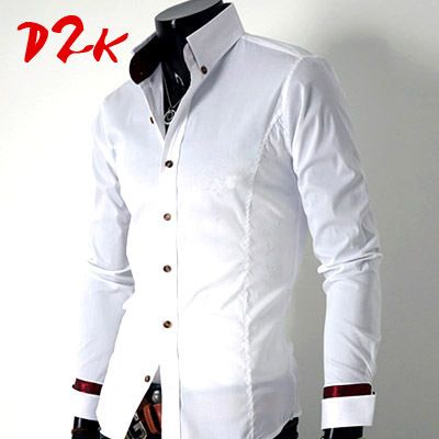 D2K NEW MENS CLOTHING SLIM LINE SHIRT TWS513 WHITE★  