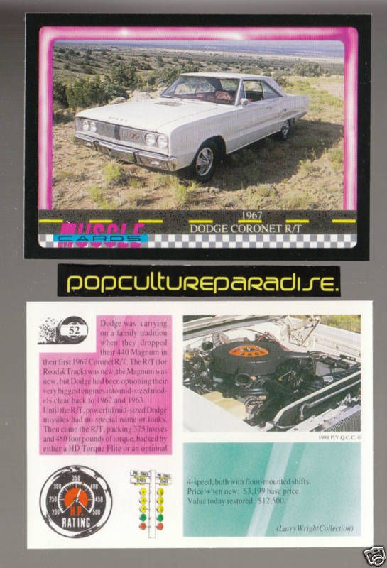 1967 DODGE CORONET R/T 440 MAGNUM Muscle Car PHOTO CARD  