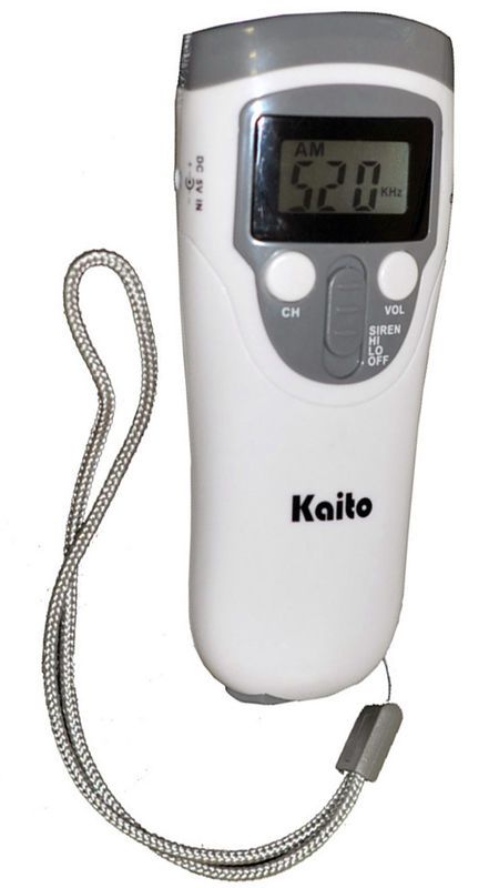 New Kaito AM/FM Radio w/Crank, LED Flashlite, Scan, Siren & Charges 