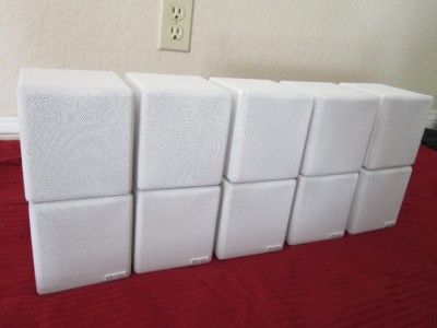   Dual Cube White Speakers.Home Theater Surround Sound System Set.Audio