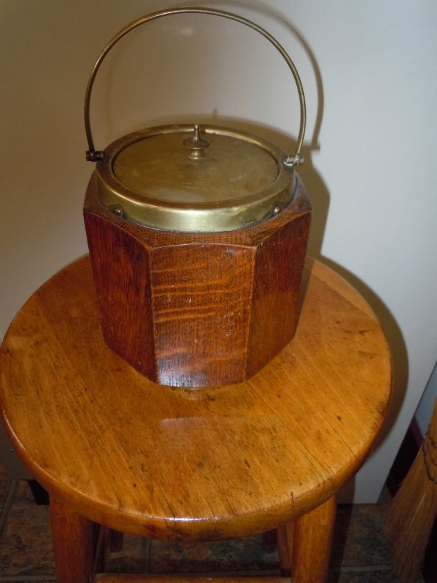   SILVER PORCELAIN BISCUIT BARREL JAR OLD VINTAGE COOKIE BUCKET  