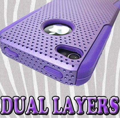 ATT/SPRINT/VERIZON iPHONE 4/4S 2TONE PURPLE HYBRID HARD RUBBERIZED 