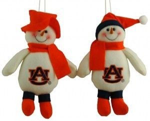 SET OF AUBURN TIGERS SNOWMAN ORNAMENTS   LOT OF 2   7 TALL  