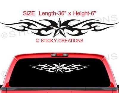 116 NAUTICAL STAR Rear Window Decal Tribal Flame Auto  