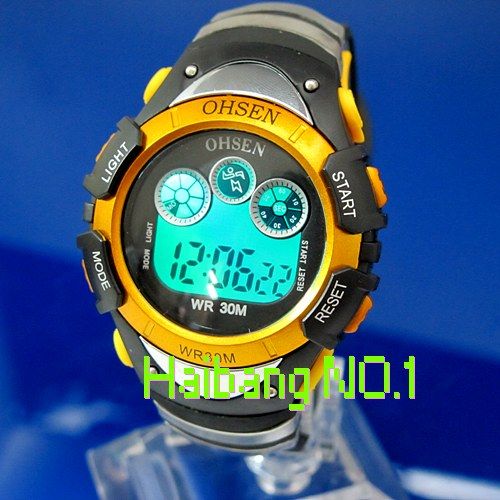   Backlight Digital Childrens Boys Sport Quartz Rubber Watch  