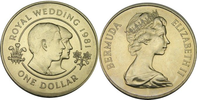 elf Bermuda 1 Dollar 1981 Wedding Charles and Diana  