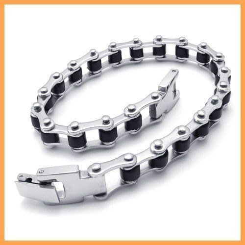 Stainless Steel Bicycle Chain Mens Bracelet 8.5  