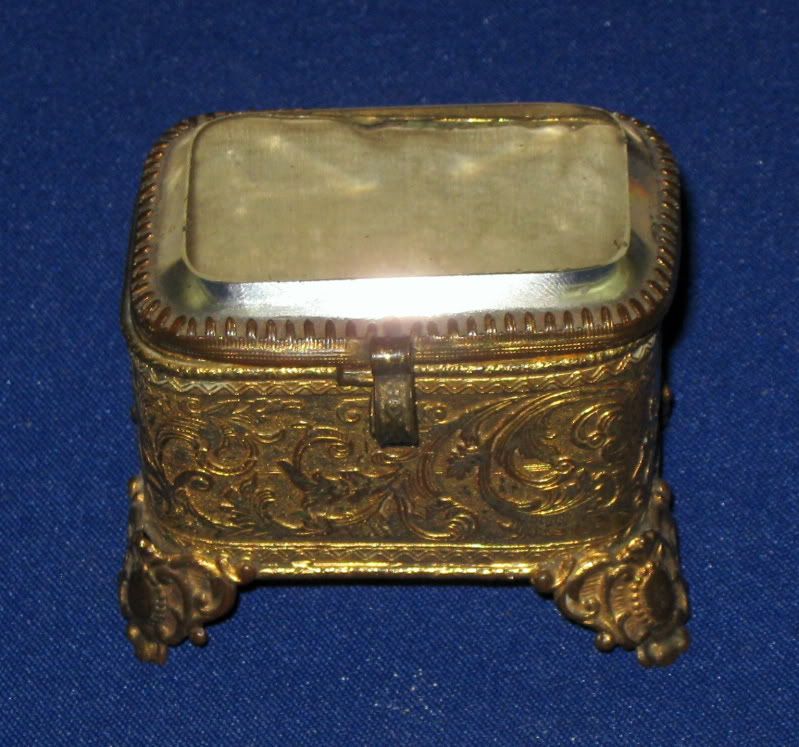   Bevelled Glass & Ormolu Gilt Metal Dressing Table Trinket Box  