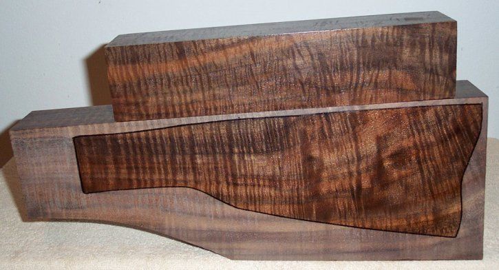 Dry Fiddleback Stump Claro Walnut 2 PC Gunstock Blank  