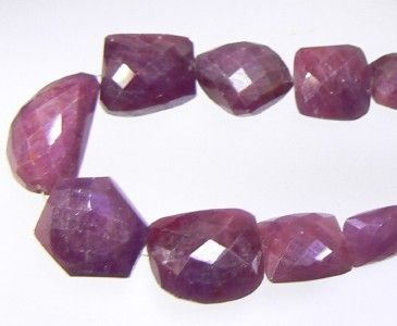 18 RARE GENUINE BURMESE FACETED RUBY RUBIES HUGE NUGGET BEADS STRAND 