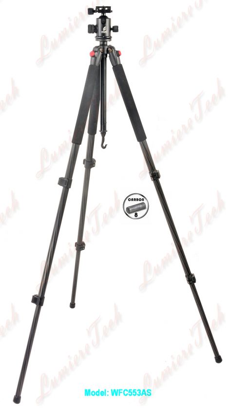 WFC553AS Photo Camera Carbon Fiber Tripod&Drag Ball Head Hight1.67M/66 