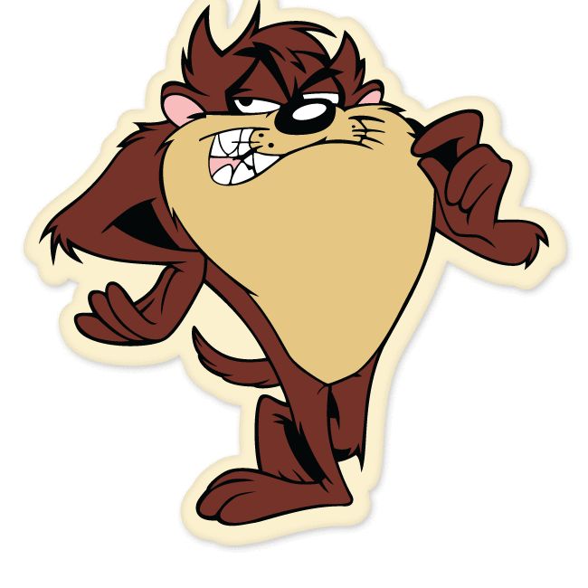 TAZ Tasmanian Devil cartoon bumper sticker 4 x 5  