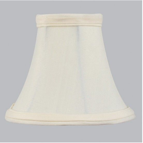 NEW 6 in. Wide Clip On Chandelier Shade, Ivory Silk, White Fabric 