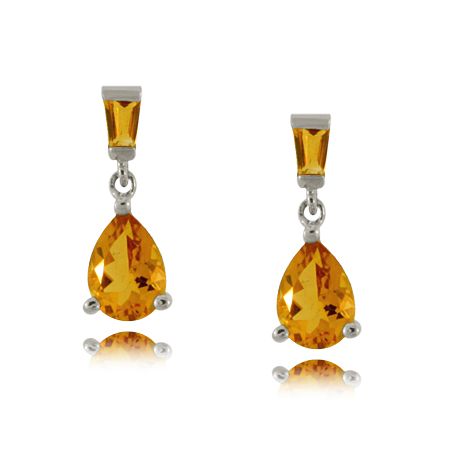 CITRINE DANGLE EARRINGS   STERLING SILVER TEARDROP NEW  