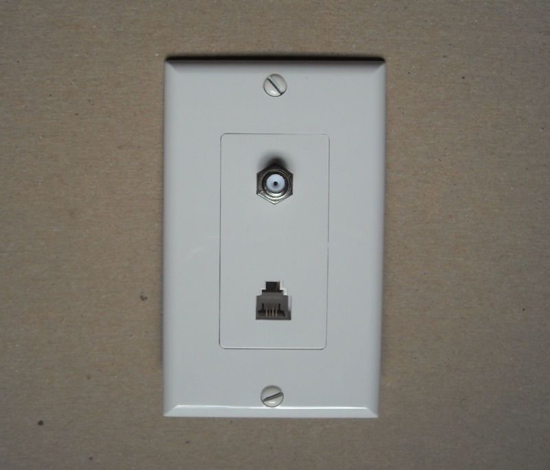 WALL DECORA COMBO TEL PHONE TV CABLE JACK SOCKET WHITE  