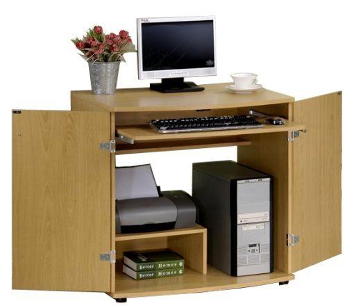   Home Laptop Notebook Computer Desk Table Armoire Beech Fin  