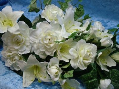   gardenia cascading silk boquet 2 feet 8 inches length 9 inches wide