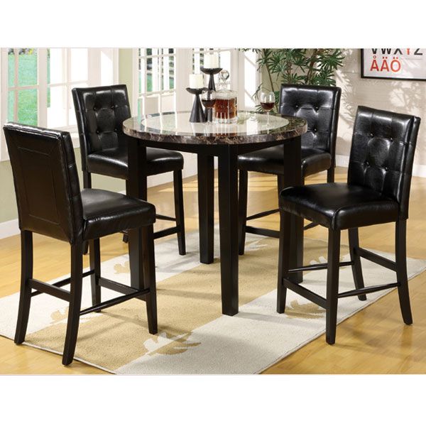 Atlas Black Color 5 Piece Counter Height Pub Table Set  