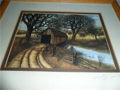 Anthony M. Bottanelli Covered Bridge SIGNED Print Matted Framed  