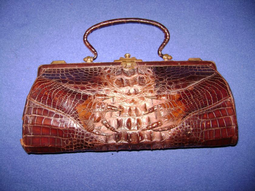 Unique Vintage Crocodile Handbag with webbed Feet  