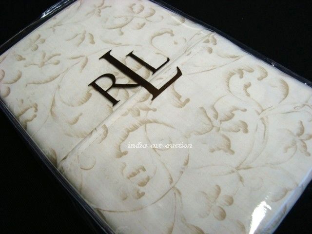 NEW RALPH LAUREN YORKSHIRE ROSE KING PILLOWCASES 2 TWO IVORY BEIGE 