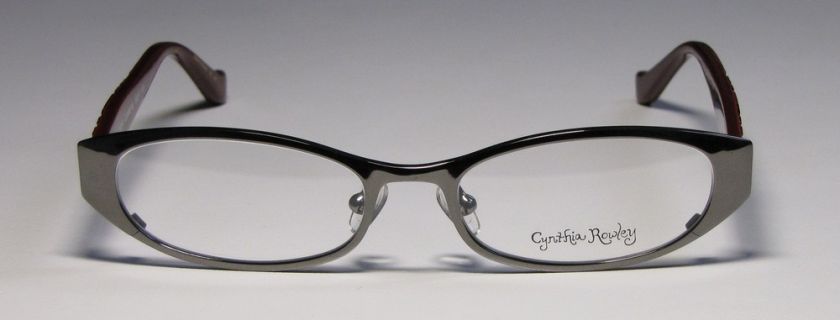  CYNTHIA ROWLEY 341 50 17 135 GUNMETAL/RED ENGRAVED PATTERN EYEGLASS 