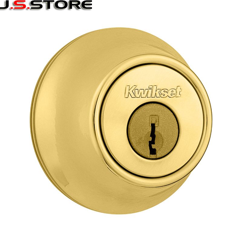   Polished Brass Single Cylinder Deadbolt Door Lock Hardware  