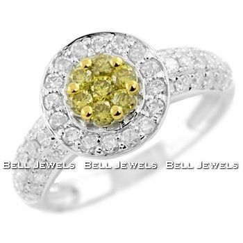 12ct YELLOW DIAMOND COCKTAIL RING 14k WHITE GOLD  