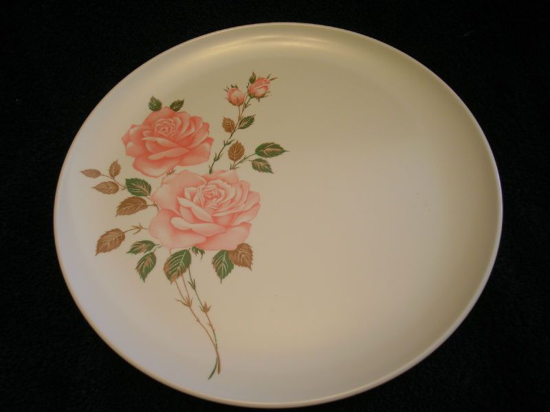   Melmac Dinner Plate Pink Rose Roses 10 inch Melamine Dinnerware  