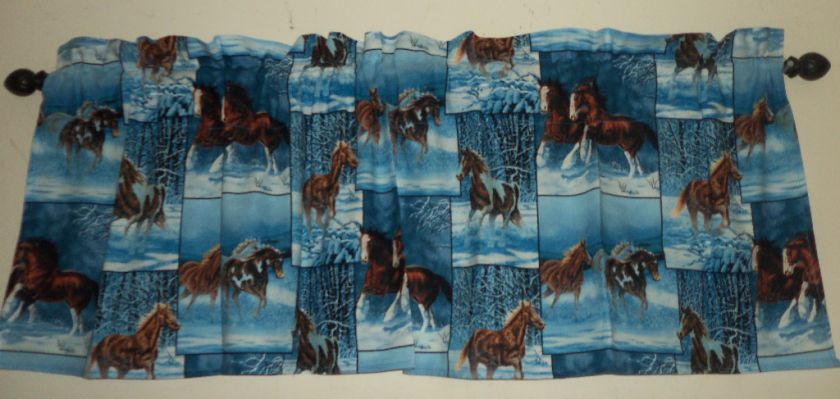 Block Horses in Snow Valance  