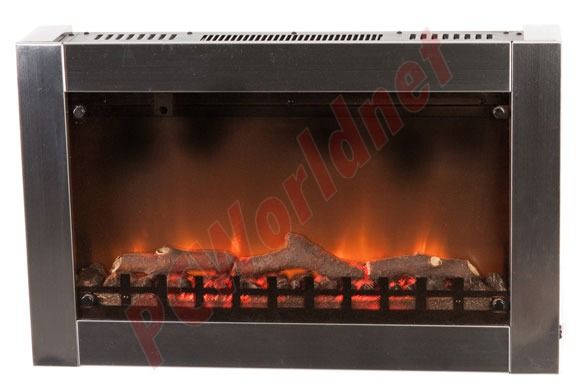 Stainless Steel Electric Fireplace Heater Wall Mount Auto Shut off 