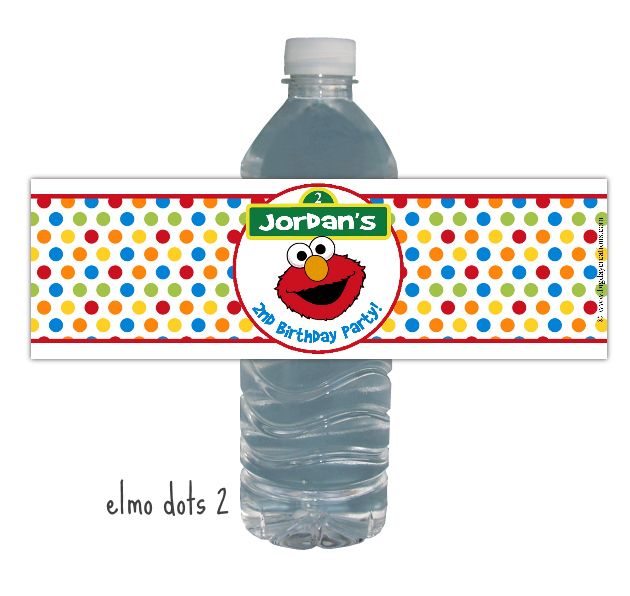 Elmo Sesame Street Birthday Party Water Bottle Labels  