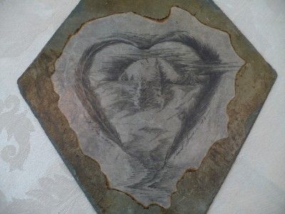 David Snyder Heart Winter Xmas 93 Pencil Drawing Slate  