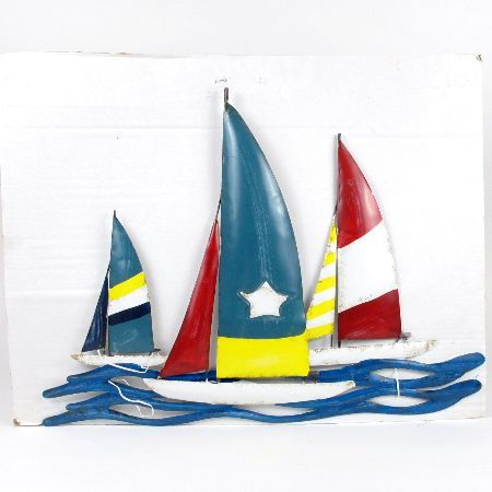 Metal Sail Boat Wall Home Garden Yard Decor Sign Plaque  