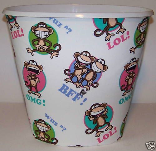 OMG Bobby Jack Monkey LOL Text Wastebasket Trash Can  