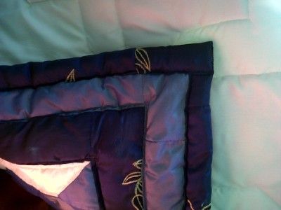 Blue and Ivory Taffeta, Handmade Patchwork Quilt, Throw, Bedspread 