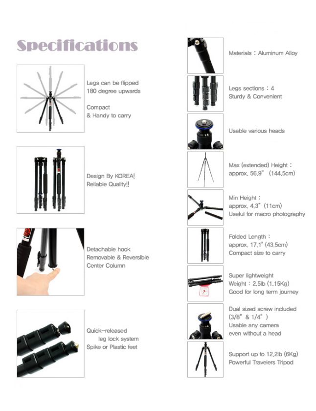 HorusBennu 747T Traveler Tripod w/ Ball Head(LX 1T)  