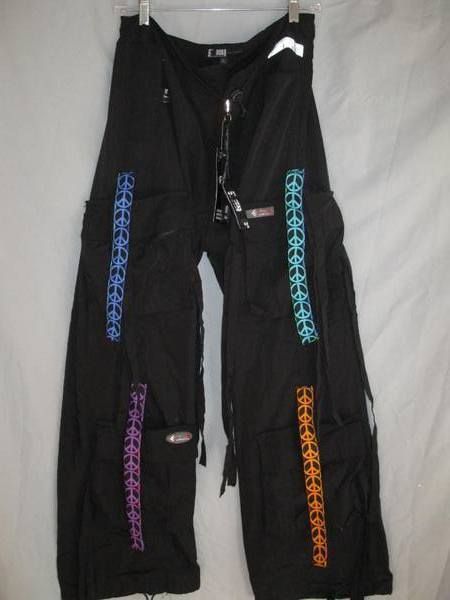 Parachute Cargo Samba Hip Hop Pants RAINBOW PEACE M  